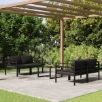 Set mobilier de grădină cu perne, 5 piese, antracit, aluminiu GartenMobel Dekor