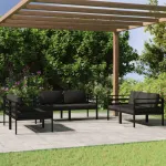 Set mobilier de grădină cu perne, 6 piese, antracit, aluminiu GartenMobel Dekor