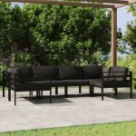 Set mobilier de grădină cu perne, 6 piese, antracit, aluminiu GartenMobel Dekor