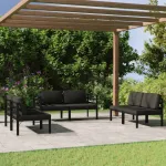 Set mobilier de grădină cu perne, 6 piese, antracit, aluminiu GartenMobel Dekor