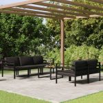 Set mobilier de grădină cu perne, 6 piese, antracit, aluminiu GartenMobel Dekor