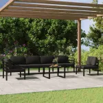 Set mobilier de grădină cu perne, 7 piese, antracit, aluminiu GartenMobel Dekor