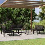 Set mobilier de grădină cu perne, 7 piese, antracit, aluminiu GartenMobel Dekor