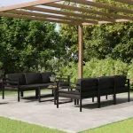 Set mobilier de grădină cu perne, 7 piese, antracit, aluminiu GartenMobel Dekor