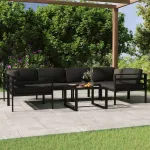 Set mobilier de grădină cu perne, 7 piese, antracit, aluminiu GartenMobel Dekor