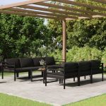 Set mobilier de grădină cu perne, 8 piese, antracit, aluminiu GartenMobel Dekor