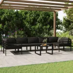 Set mobilier de grădină cu perne, 8 piese, antracit, aluminiu GartenMobel Dekor