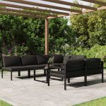 Set mobilier de grădină cu perne, 8 piese, antracit, aluminiu GartenMobel Dekor