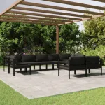 Set mobilier de grădină cu perne, 9 piese, antracit, aluminiu GartenMobel Dekor