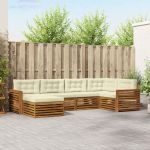 Set de canapele de exterior cu pernă 6 pcs Natural și Crem GartenMobel Dekor