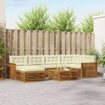 Set de canapele de exterior cu pernă 7 pcs Natural și Crem GartenMobel Dekor