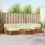 Set de canapele de exterior cu pernă 7 pcs Natural și Crem GartenMobel Dekor