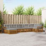 Seturi de canapele cu pernă 7 pcs Gri natural și deschis GartenMobel Dekor