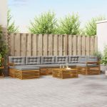 Seturi de canapele cu pernă 8 pcs Gri natural și deschis GartenMobel Dekor