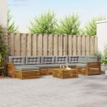 Seturi de canapele cu pernă 8 pcs Gri natural și deschis GartenMobel Dekor