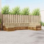 Seturi de canapele 8 pcs Natural și Bej Lemn Solid de Acacia GartenMobel Dekor