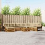 Seturi de canapele 9 pcs Natural și Bej Lemn Solid de Acacia GartenMobel Dekor