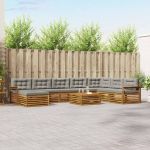 Seturi de canapele cu pernă 9 pcs Gri natural și deschis GartenMobel Dekor