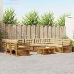 Seturi de canapele 10 pcs Natural și Bej Lemn Solid de Acacia GartenMobel Dekor