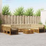 Seturi de canapele 10 pcs Natural și Bej Lemn Solid de Acacia GartenMobel Dekor