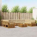 Seturi de canapele 10 pcs Natural și Bej Lemn Solid de Acacia GartenMobel Dekor