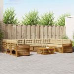 Seturi de canapele 10 pcs Natural și Bej Lemn Solid de Acacia GartenMobel Dekor