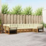 Seturi de canapele 7 pcs Natural și Crem Lemn Solid de Acacia GartenMobel Dekor