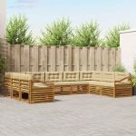 Seturi de canapele 9 pcs Natural și Bej Lemn Solid de Acacia GartenMobel Dekor