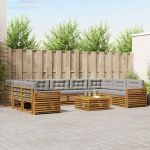 Seturi de canapele cu pernă 10 pcs Gri natural și deschis GartenMobel Dekor