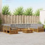 Seturi de canapele cu pernă 10 pcs Gri natural și deschis GartenMobel Dekor