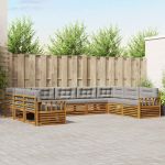 Seturi de canapele cu pernă 9 pcs Gri natural și deschis GartenMobel Dekor
