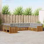 Seturi de canapele cu pernă 9 pcs Gri natural și deschis GartenMobel Dekor