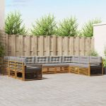 Seturi de canapele cu pernă 9 pcs Gri natural și deschis GartenMobel Dekor