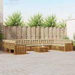 Seturi de canapele 11 pcs Natural și Bej Lemn Solid de Acacia GartenMobel Dekor