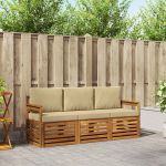 Seturi de canapele 3 pcs Natural și Bej Lemn Solid de Acacia GartenMobel Dekor