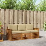Seturi de canapele 3 pcs Natural și Bej Lemn Solid de Acacia GartenMobel Dekor