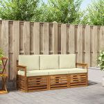 Seturi de canapele 3 pcs Natural și Crem Lemn Solid de Acacia GartenMobel Dekor