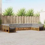 Seturi de canapele cu pernă 10 pcs Gri natural și deschis GartenMobel Dekor