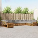 Seturi de canapele cu pernă 10 pcs Gri natural și deschis GartenMobel Dekor