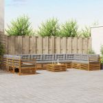 Seturi de canapele cu pernă 11 pcs Gri natural și deschis GartenMobel Dekor