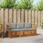 Seturi de canapele cu pernă 3 pcs Gri natural și deschis GartenMobel Dekor