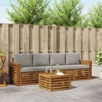 Seturi de canapele cu pernă 5 pcs Gri natural și deschis GartenMobel Dekor