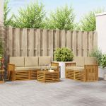 Seturi de canapele 6 pcs Natural și Bej Lemn Solid de Acacia GartenMobel Dekor