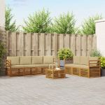 Seturi de canapele 8 pcs Natural și Bej Lemn Solid de Acacia GartenMobel Dekor