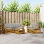 Seturi de canapele cu pernă 6 pcs Gri natural și deschis GartenMobel Dekor