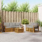 Seturi de canapele cu pernă 6 pcs Gri natural și deschis GartenMobel Dekor