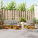 Seturi de canapele cu pernă 6 pcs Gri natural și deschis GartenMobel Dekor