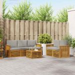 Seturi de canapele cu pernă 6 pcs Gri natural și deschis GartenMobel Dekor