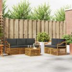 Seturi de canapele cu pernă 6 pcs Natural și Antracit GartenMobel Dekor