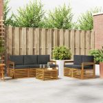 Seturi de canapele cu pernă 6 pcs Natural și Antracit GartenMobel Dekor